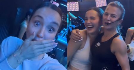 Marina Łuczenko wyciska siódme poty w studiu Anny Lewandowskiej. Rośnie nowa królowa fitnessu? Dobrych humorów nie zabrakło
