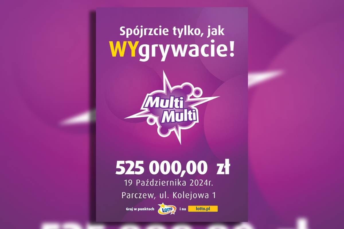 grafika Wygrana w Multi Multi padła 19 października wygrana klienta z Parczewa, który zagrał w kolekturze przy ul Kolejowej 1