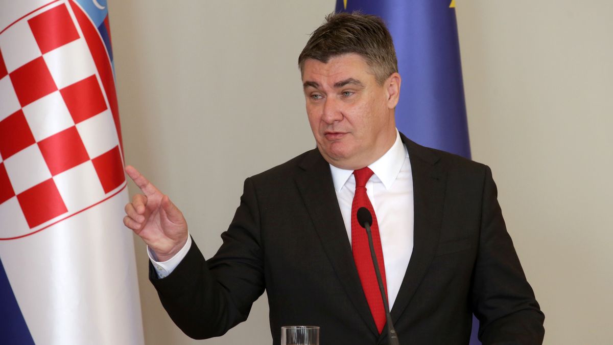 ZAGREB, CROATIA - FEBRUARY 01: Slovenian President Natasa Pirc Musar makes her first overseas visit to Croatia, meeting with her counterpart Zoran Milanovic and hold a joint news conference in the capital Zagreb, Croatia on February 1, 2023. (Photo by Stipe Majic/Anadolu Agency via Getty Images)