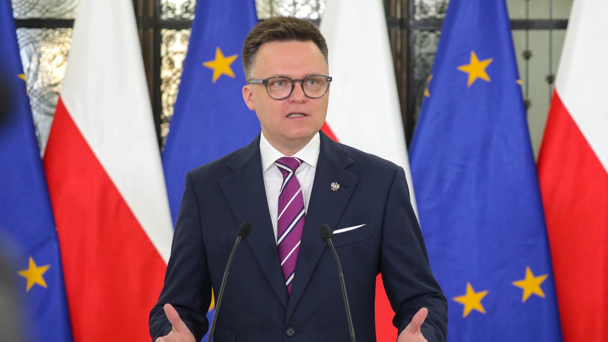 Warszawa, 23.07.2024. Marszałek Sejmu Szymon Hołownia podczas konferencji prasowej przed posiedzeniem Sejmu, 23 bm. (sko) PAP/Tomasz Gzell