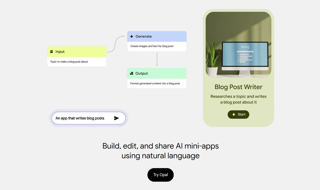 Google Opal dostępny. Stwórz aplikację bez programowania