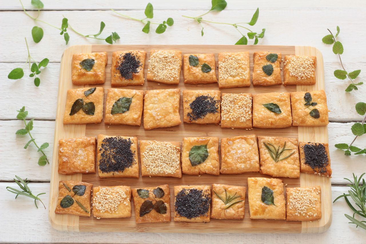 Homemade crackers with spread will be perfect for guests' visit.
