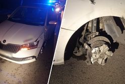 Spod auta leciały iskry. Nie czuł, że jedzie na samej feldze