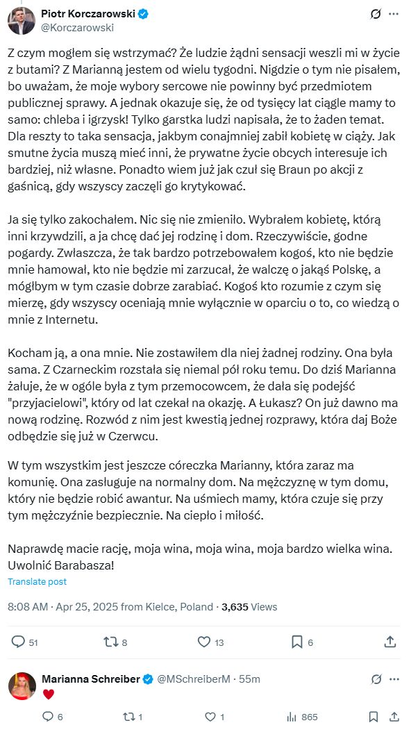 Pełny wpis Piotra Korczarowskiego