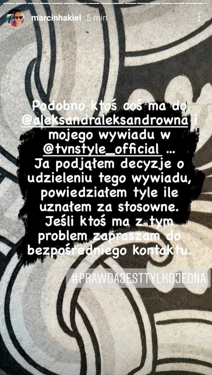 Marcin Hakiel odnosi się do krytyki jego wywiadu z Aleksandrą Kwaśniewską w "Mieście kobiet" 