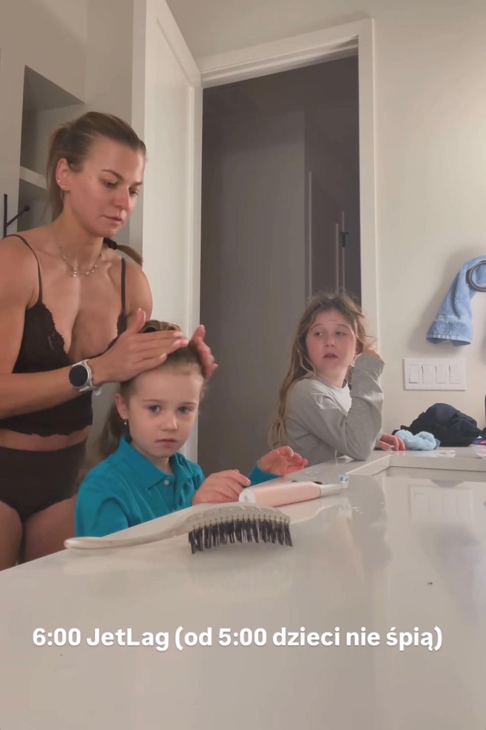 Anna Lewandowska relacjonuje poranek z jet lagiem