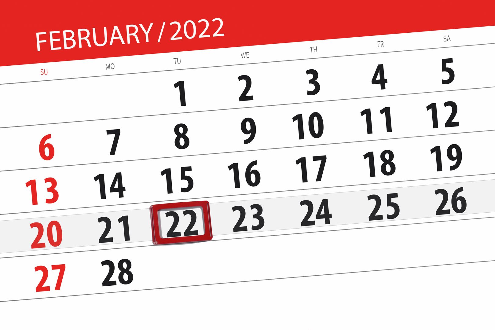 Wtorek 22 lutego. Spójrz w kalendarz. Taki dzień "już się nie powtórzy"