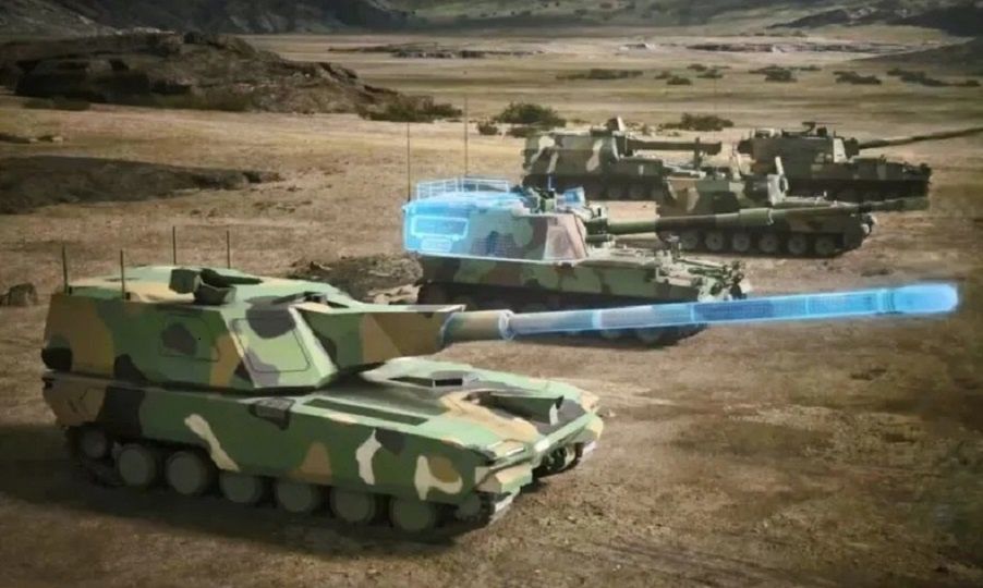 Wizualizacja armatohaubicy K9A3 Thunder na tle starszych wersji 