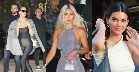 Szykowna Kendall Jenner, Khloe w kombinezonie i Kim Kardashian z miniaturową torebką mkną na imprezę w Malibu (ZDJĘCIA)
