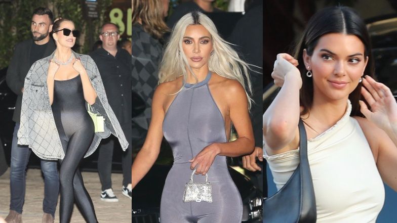 Szykowna Kendall Jenner, Khloe w kombinezonie i Kim Kardashian z miniaturową torebką mkną na imprezę w Malibu (ZDJĘCIA)