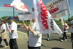 Protest związkowców przeciwko zwolnieniu przewodniczącej NSZZ Solidarność (WIDEO)