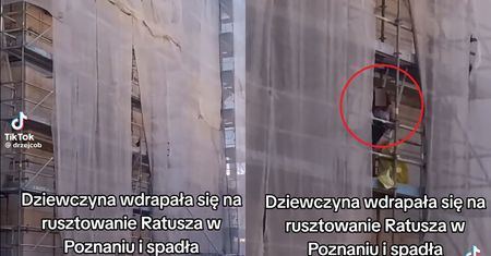 Szokujące sceny w Poznaniu. Wspinają się na ratusz. Było groźnie