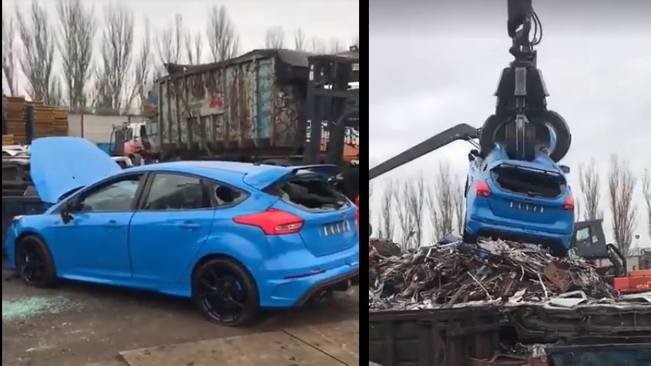 Ford Focus RS na złomowisku. Przerażający widok.