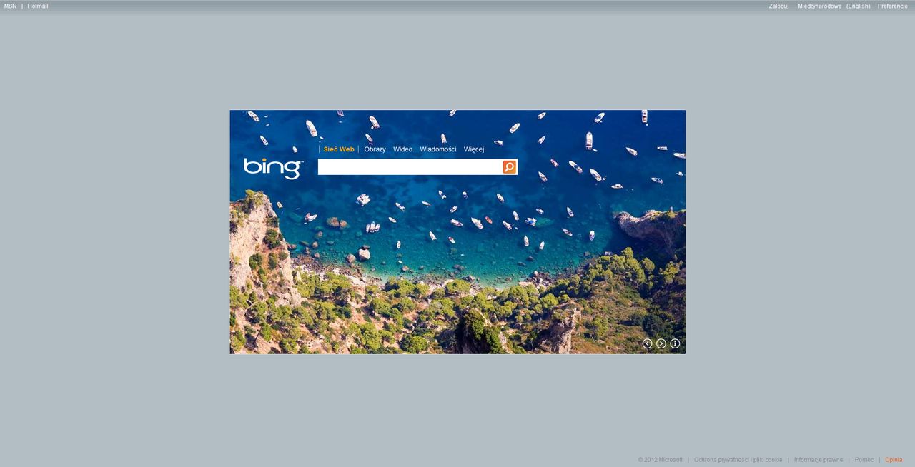 Strona główna wyszukiwarki Bing