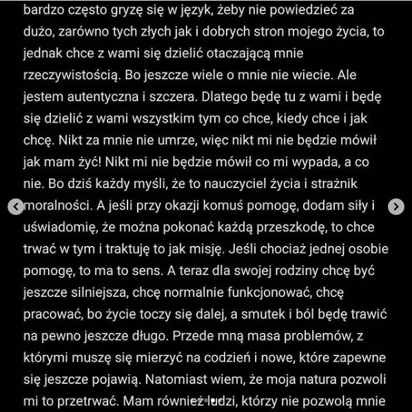 Maja Hyży dziękuje za wsparcie