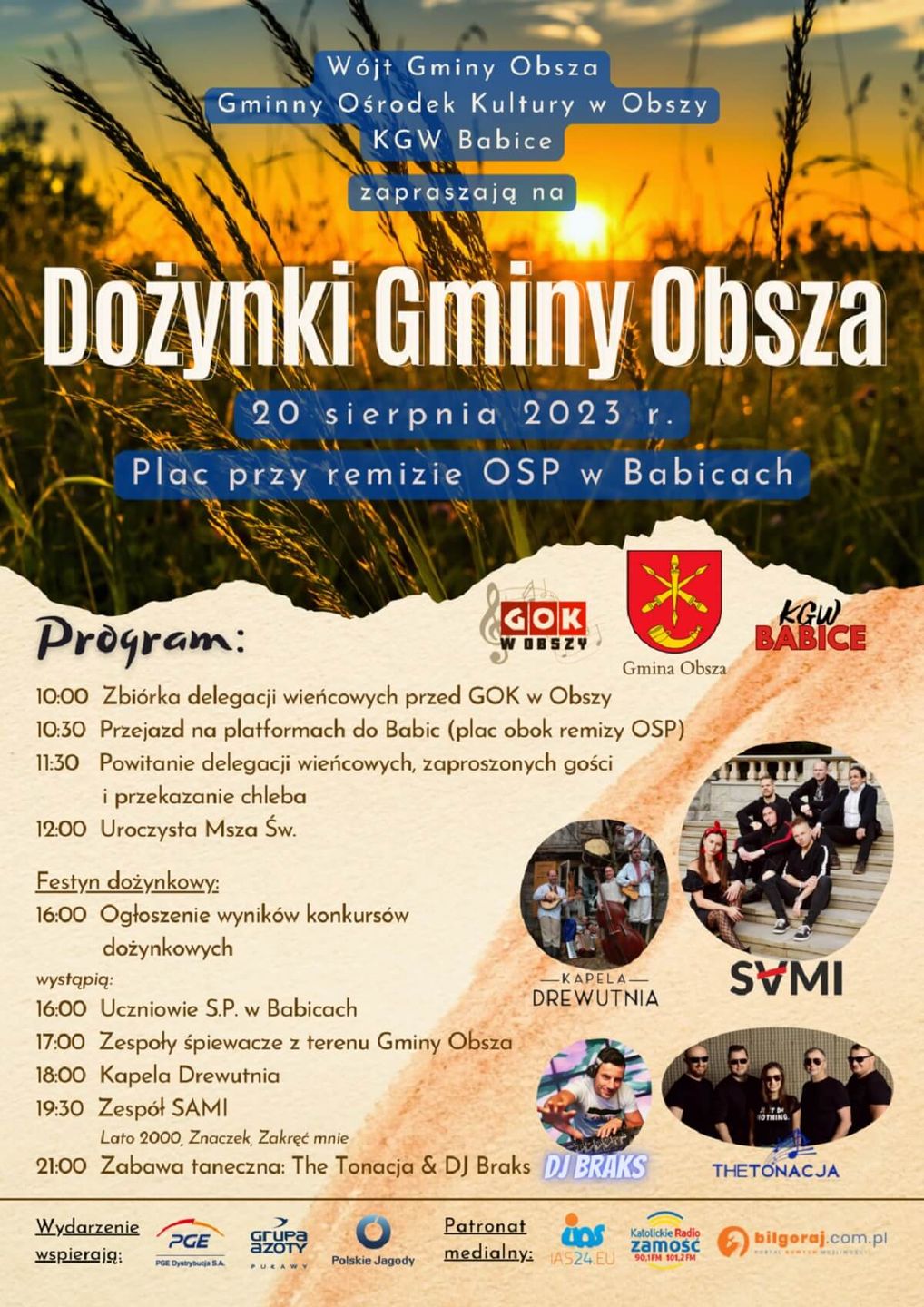 Dożynki w Babicach 2023 - plakat, program wydarzenia