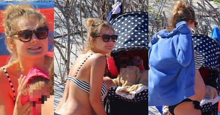 TYLKO U NAS: Ciężarna Socha z córką na plaży w Juracie! (ZDJĘCIA)