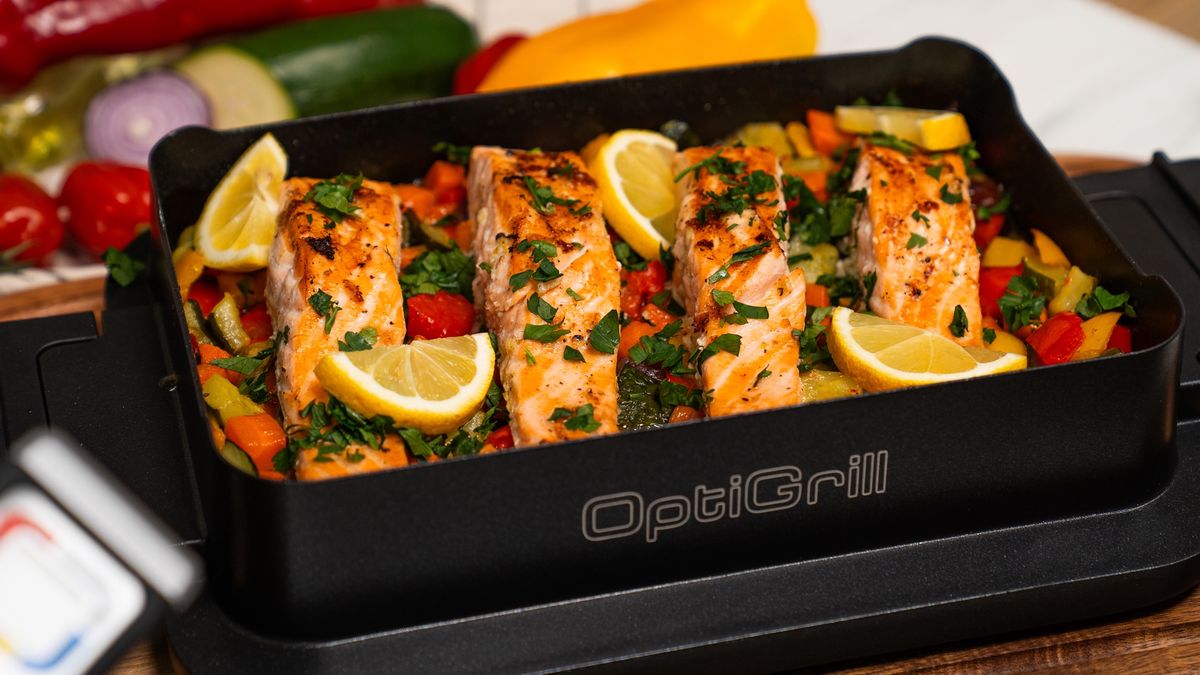 Grillowany łosoś z warzywami