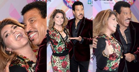 Wystylizowana Shania Twain tonie w ramionach Lionela Richie...