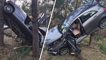 Niemiec jechał po polskiej drodze. Skończył na drzewie