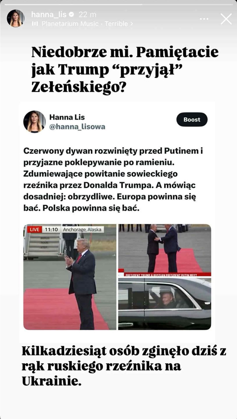 Hanna Lis gorzko o spotkaniu Trumpa z Putinem