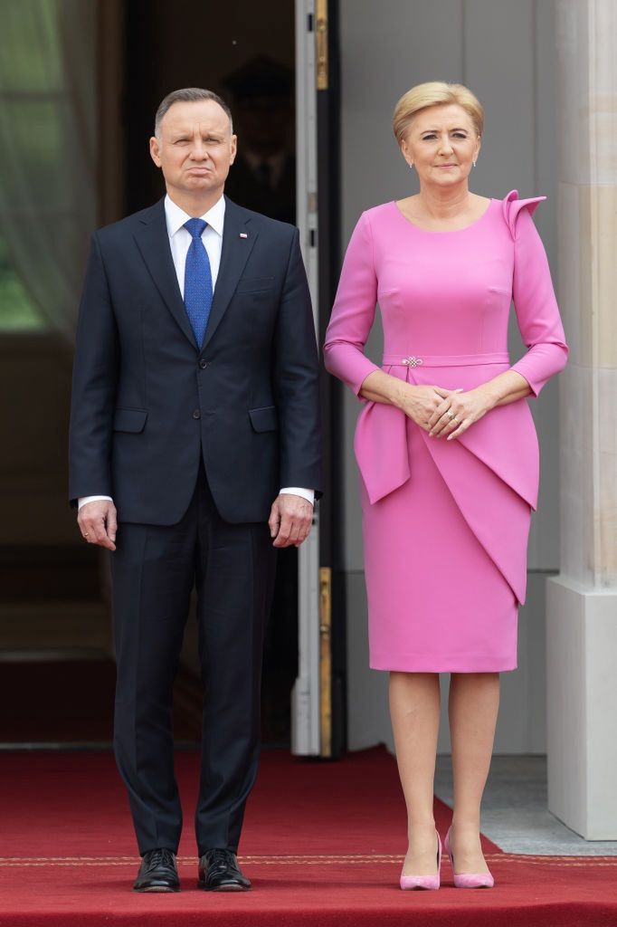 President Of South Korea Visits PolandAndrzej Duda, Agata Kornhauser-Duda, during President of South Korea official visit in Poland, Warsaw, Poland on July 13, 2023.(Photo by Foto Olimpik/NurPhoto via Getty Images)NurPhotonurphoto, general news, july 13, 13th july 2023, warsaw - poland