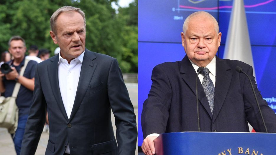 Po lewej Donald Tusk, po prawej Adam Glapiński