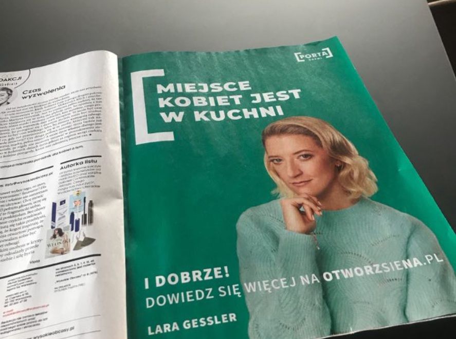 "Miejsce kobiety jest w kuchni". Kontrowersyjna reklama w "Wysokich Obcasach"