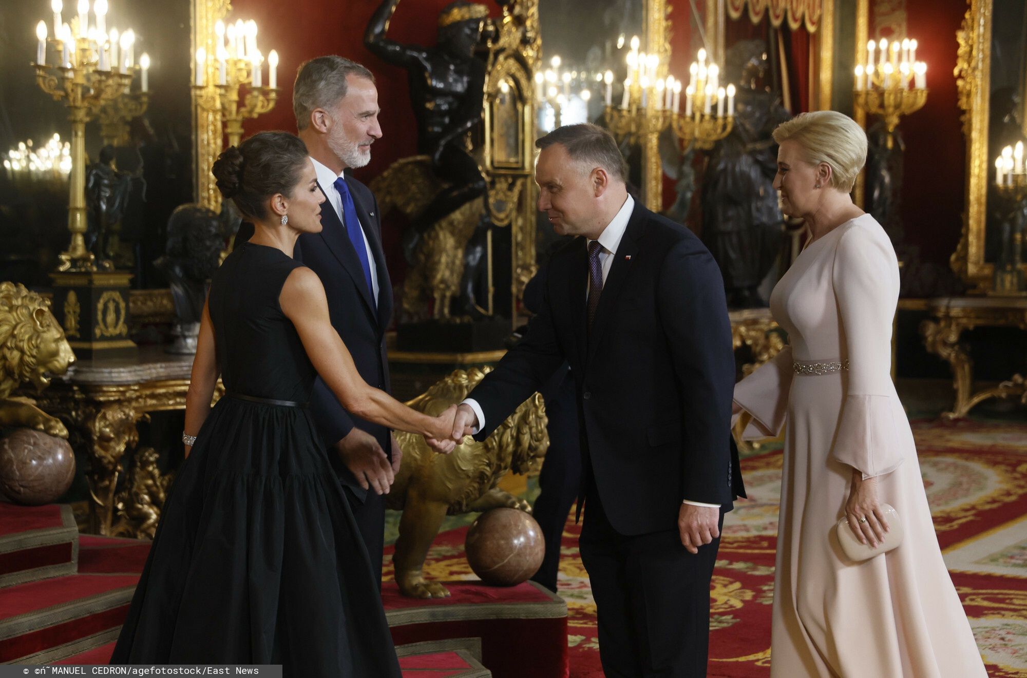 Andrzej i Agata Dudowie  na obiedzie i króla i królowej Hiszpanii 