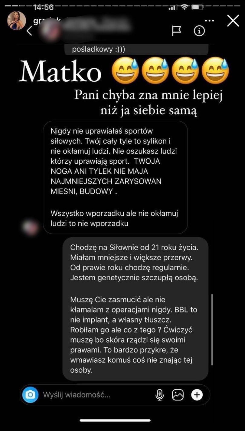 Justyna Gradek broni kształtnych pośladków