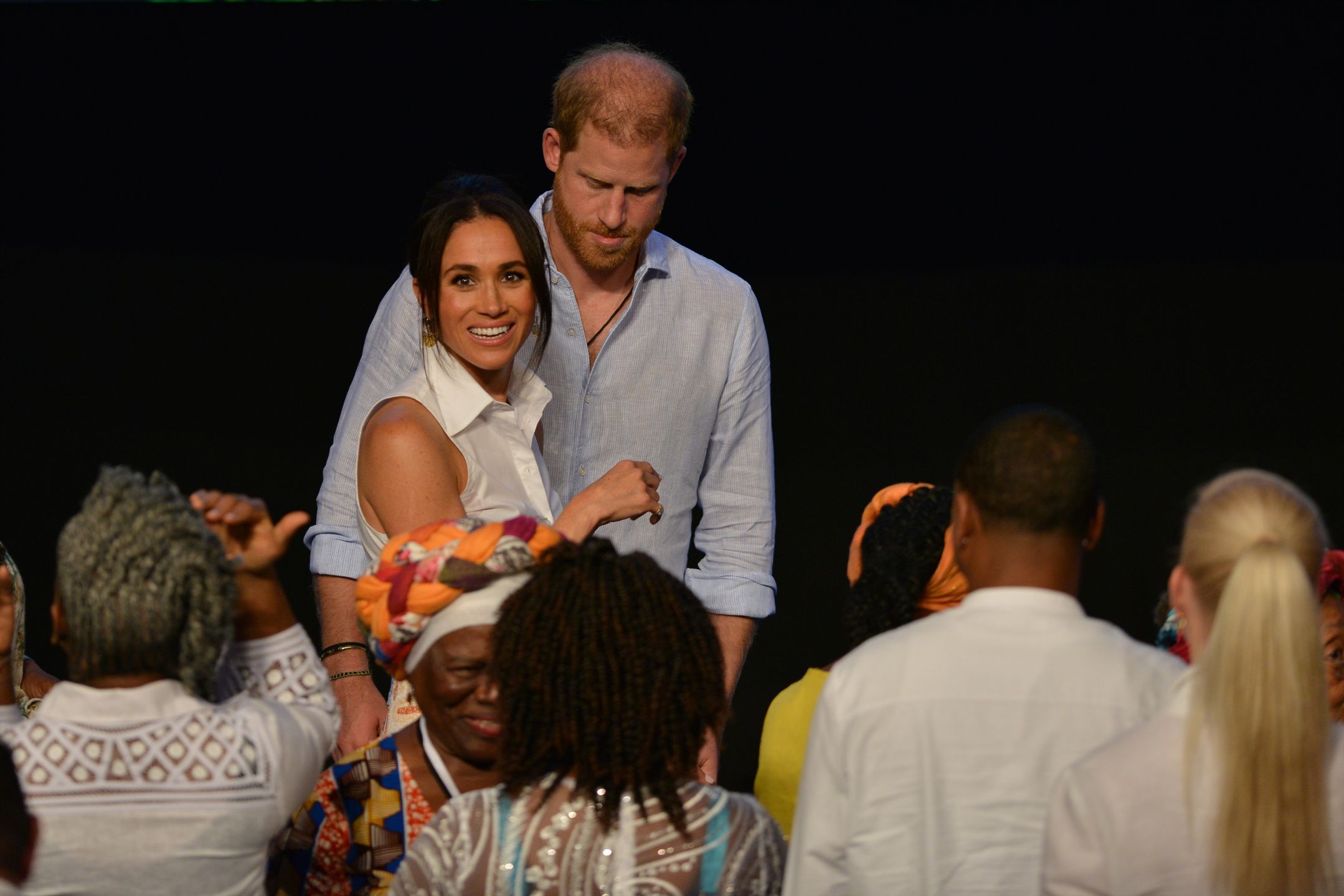 The Duke And Duchess Of Sussex Visit Colombia - Day 4CALI, COLOMBIA - AUGUST 18: Prince Harry, Duke of Sussex, and Meghan, Duchess of Sussex are seen at the Afro Women and Power Forum at the Municipal Theater of Calid during a visit around Colombia on August 18, 2024 in Cali, Colombia. (Photo by Gabriel Aponte/Getty Images)Gabriel Aponte