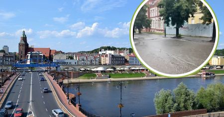 Nawałnica nad Gorzowem Wielkopolskim. Ulica zamieniła się w rzekę