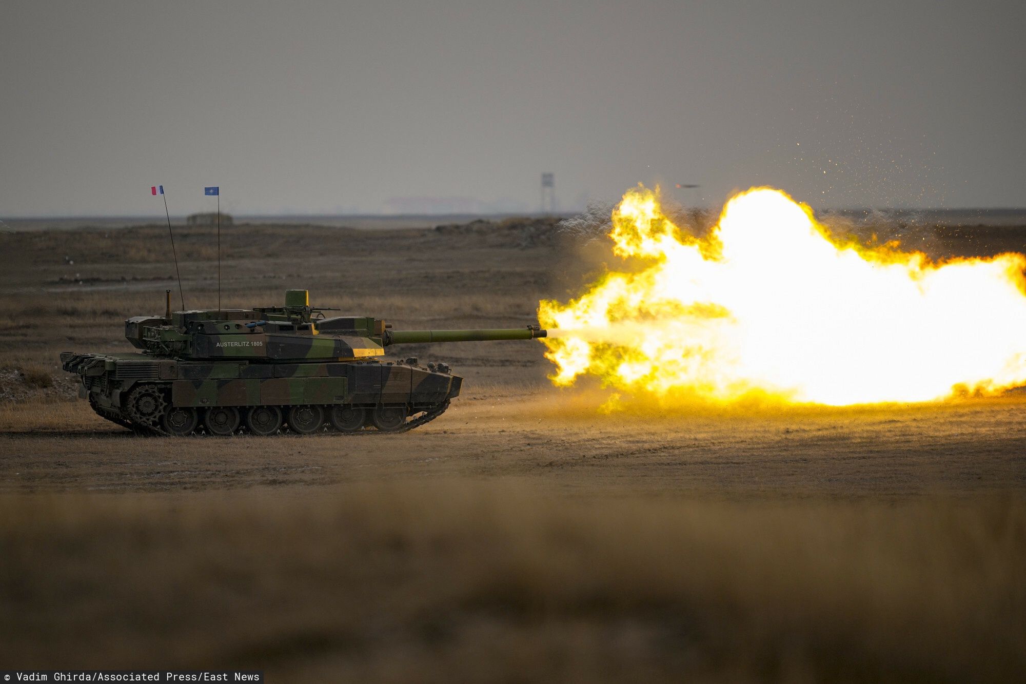 Temporary
A French Leclerc main battle tank shoots during an exercise at a training range in Smardan, eastern Romania, Wednesday, Jan. 25, 2023. Around 600 French soldiers deployed to Romania as part of a NATO battlegroup on the alliance's eastern flank carried out live combat exercises on Wednesday to test their preparedness amid Russia's ongoing war in neighboring Ukraine. (AP Photo/Vadim Ghirda)
Vadim Ghirda