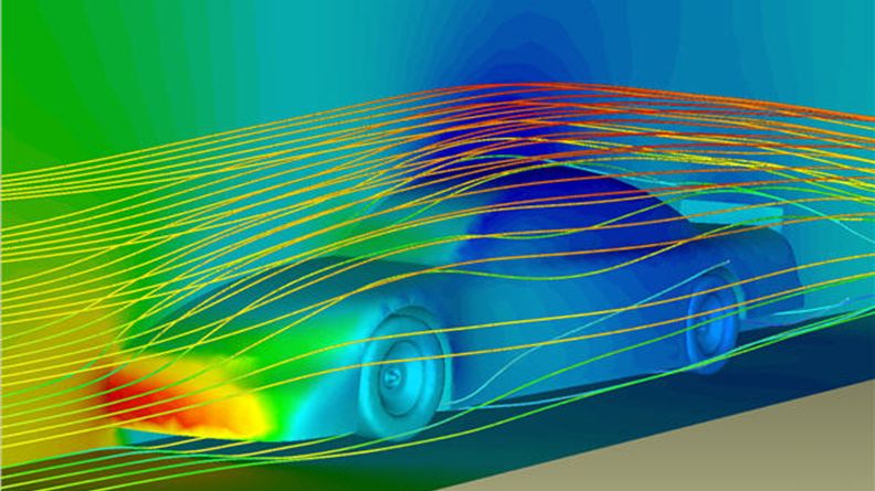 Model oporów powietrza pojazdu (fot. techcad.pl)