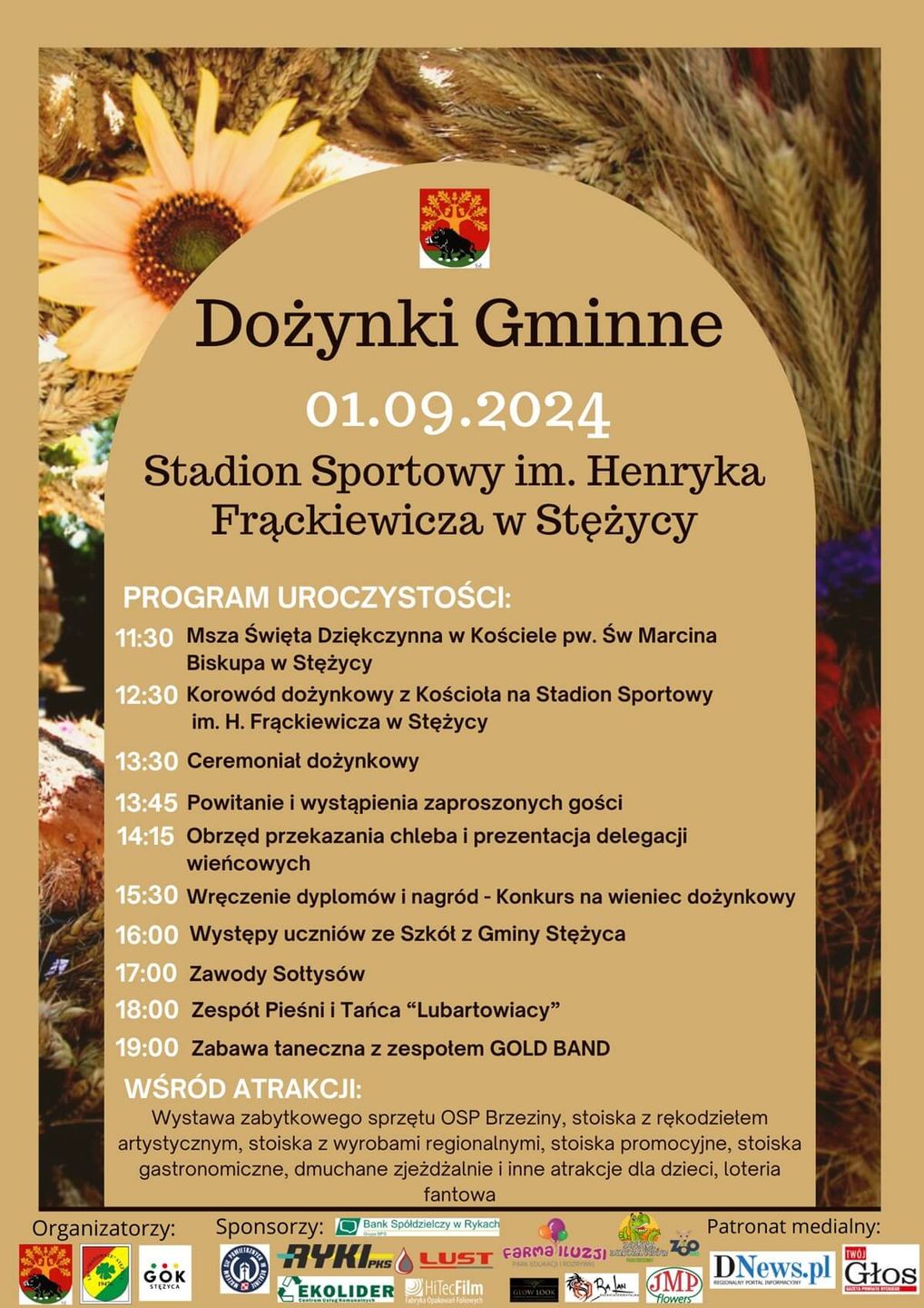 Dożynki w Stężycy 2024 - plakat, program wydarzenia