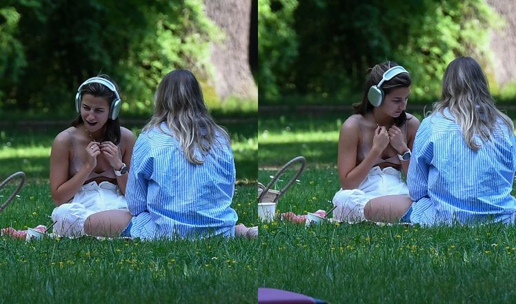 Julia Wieniawa relaksuje się w parku