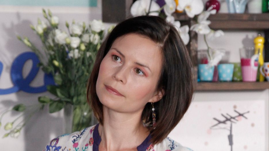 Magdalena Kumorek na planie serialu "Przepis na życie" 
