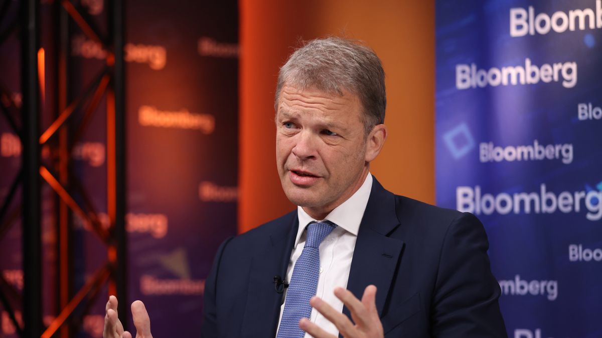 Christian Sewing, chief executive officer of Deutsche Bank AG, during a Bloomberg Television interview at the annual meetings of the International Monetary Fund (IMF) and World Bank in Marrakesh, Morocco, on Friday, Oct. 13, 2023. The IMF and World Bank's first annual meetings in Africa since 1973 were expected to give a spending boost to Morocco's fourth-largest city and one of its top tourist destinations. Photographer: Hollie Adams/Bloomberg via Getty Images