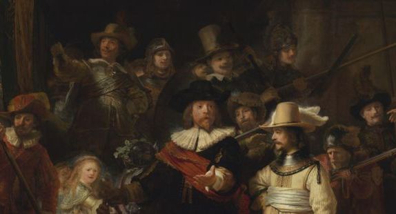 „Straż nocna” w wersji 717 gigapikseli. Widać mikropęknięcia płótna i pociągnięcia pędzla