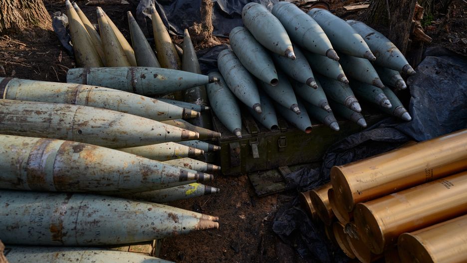 DONETSK, UKRAINE - DECEMBER 23: An artillery division of the 59th brigade receives ammunition on the frontline near Donetsk on December 23, 2022 in Donetsk, Ukraine. The division is firing 152 mm rounds with a Howitzer D20 cannon supplied by the United States of America. The shells weigh 40kg and fly at a speed of 700m per second, with the coordinates to hit targets corrected with a drone. Live images are sent to the division commander using a Starlink connection. A large swath of Donetsk region has been held by Russian-backed separatists since 2014. Russia has tried to expand its control here since the February 24th invasion.  (Photo by Pierre Crom/Getty Images)