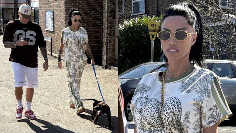 Katie Price na spacerze z psem