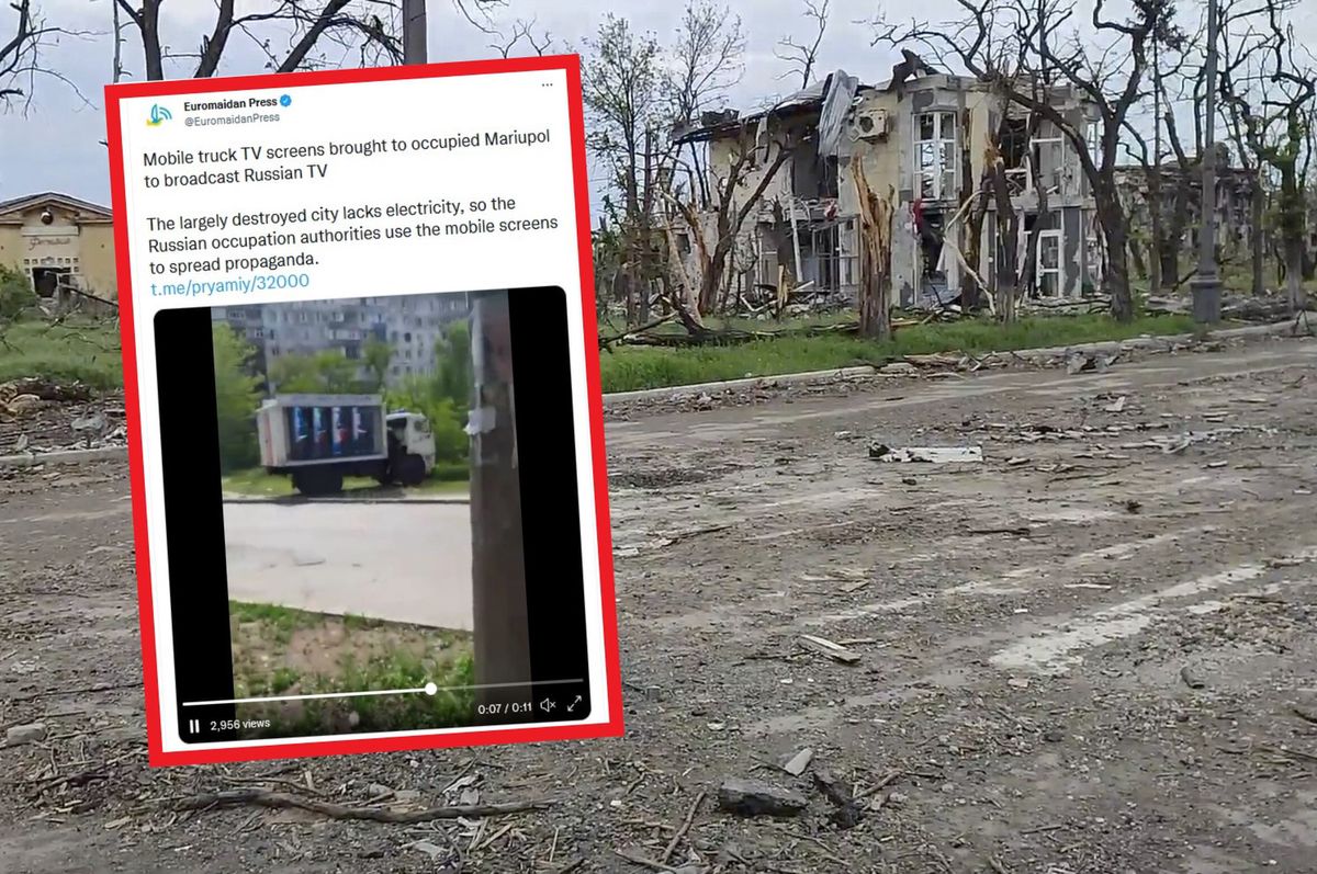 Mariupol. Przyjechały ciężarówki z mobilnymi ekranami 