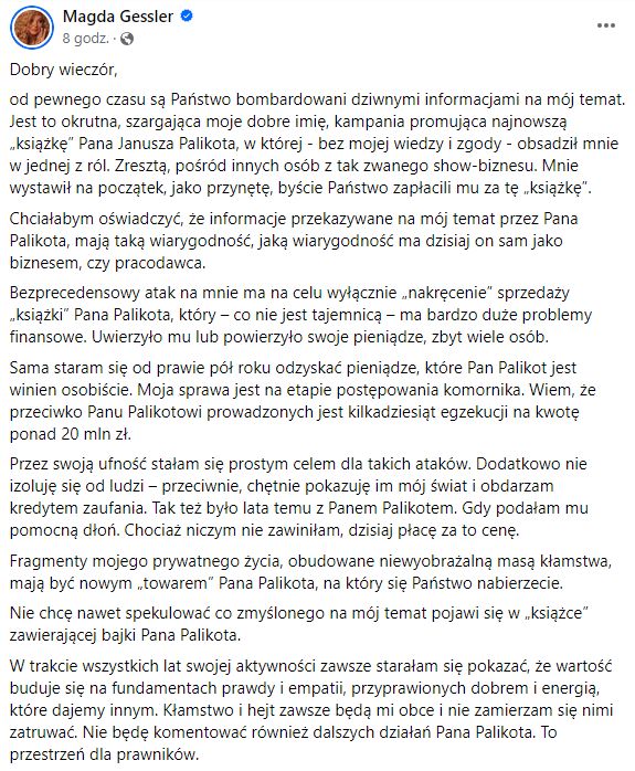 Oświadczenie Magdy Gessler