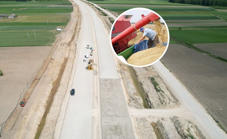 Budowa autostrady A2 w okolicy wsi Rzążew