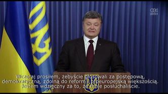 Prezydent Poroszenko komentuje wstępne wyniki wyborów