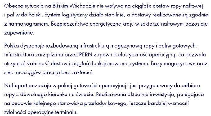 Komunikat PERN z 1 marca