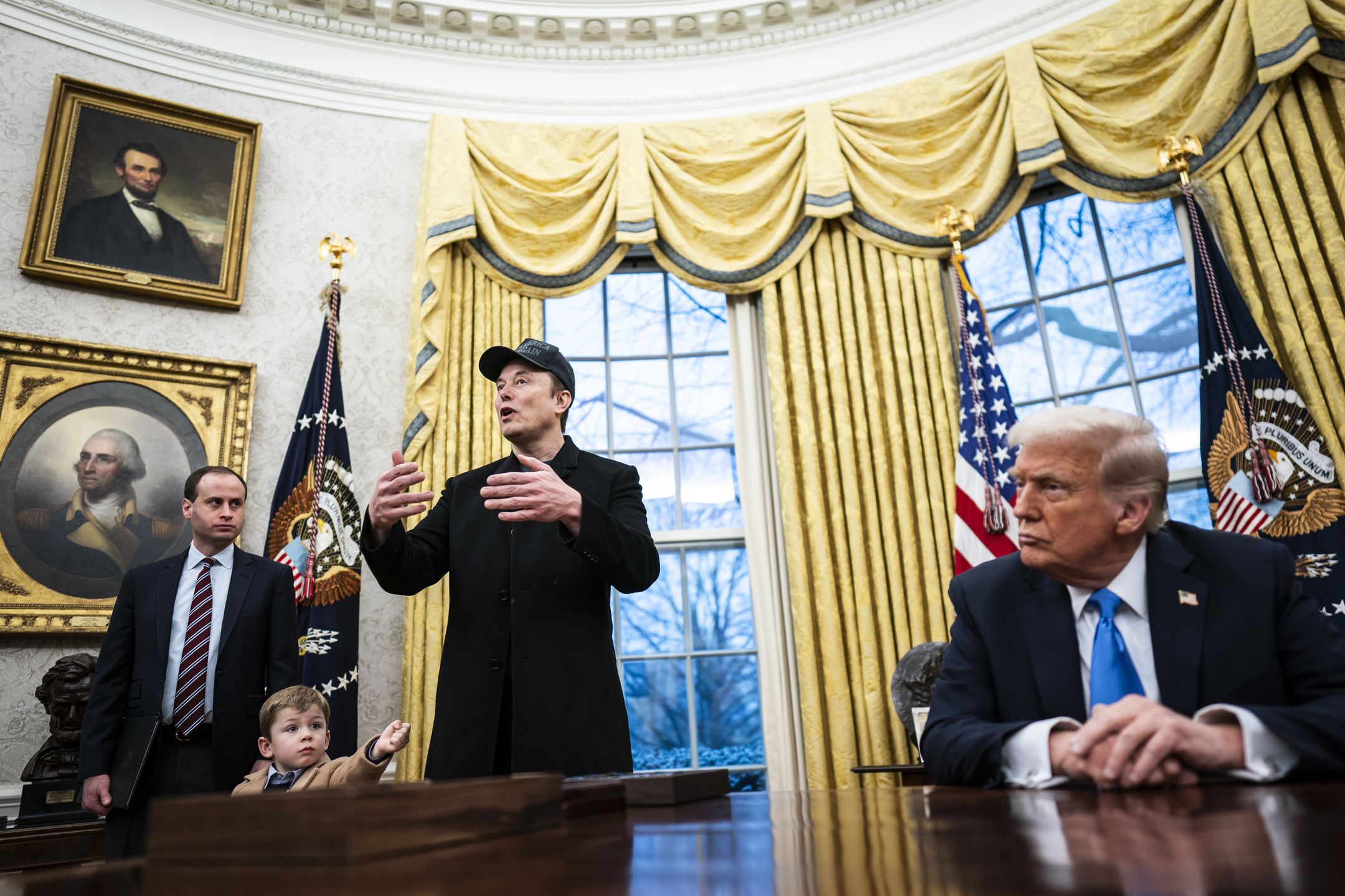Elon Musk przyprowadził syna na konferencję w Gabinecie Owalnym