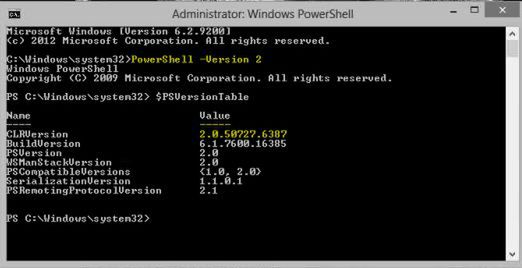 Windows 8 - PowerShell 2.0