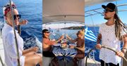Żądni przygód Blanka Lipińska i Baron sączą trunki i pałaszują kolację podczas rejsu jachtem (ZDJĘCIA)