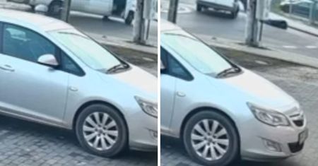 Kobieta wypadła z samochodu na rondzie. Policja opublikowała nagranie